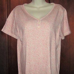 Liz Claiborne Lizwear Jeans Short Sleeve Henley, Women's Large, Excellent! B4